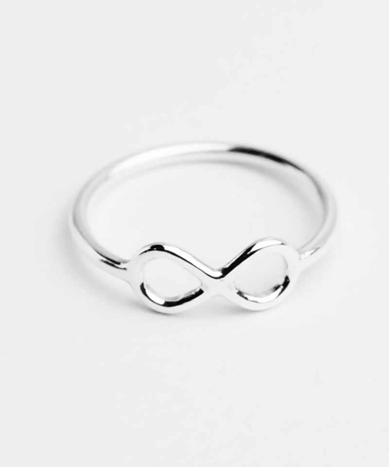 Minimalist infinity ring handcrafted in 925 sterling silver, featuring a sleek and delicate infinity symbol centered on a slim polished band. Designed as a meaningful representation of eternal love and endless connection, this simple piece shines softly with a mirror-like finish. Ideal for everyday wear or gifting, it embodies elegance, subtle symbolism, and modern sentimentality.